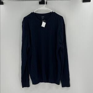 J. Crew Men's Cotton cable crewneck sweater - Navy - Large - NWT